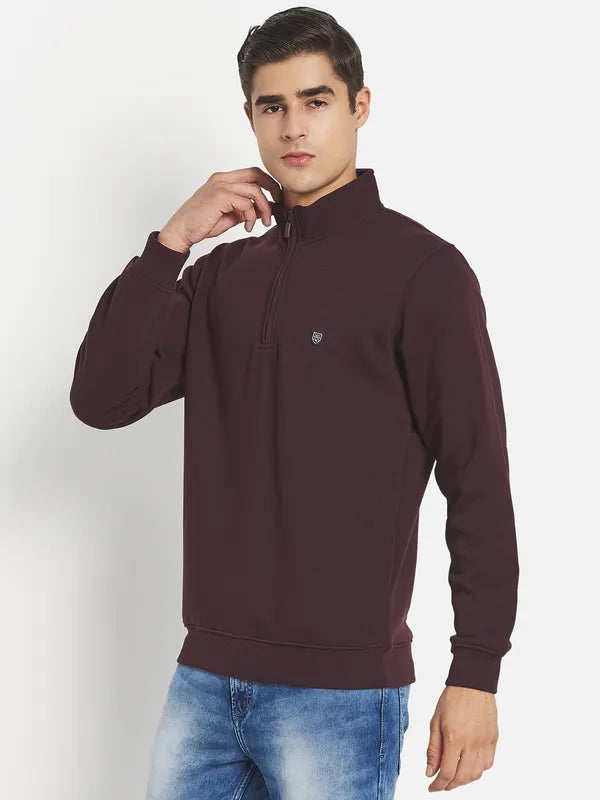 Men Maroon Solid Sweatshirt