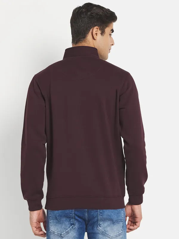 Men Maroon Solid Sweatshirt