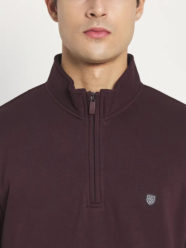 Men Maroon Solid Sweatshirt