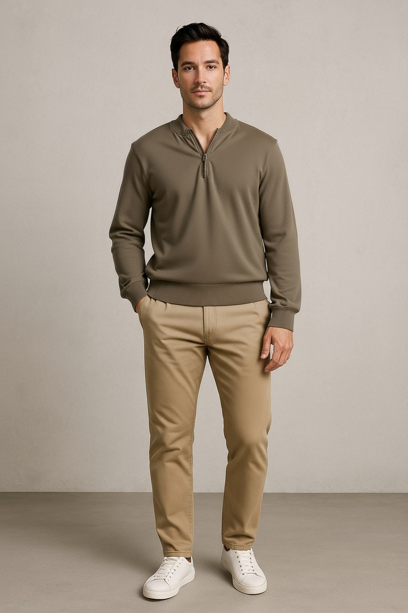 Octave Men Solid High Neck Sweatshirt