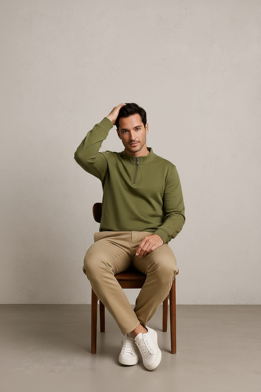 Octave Men Solid High Neck Sweatshirt