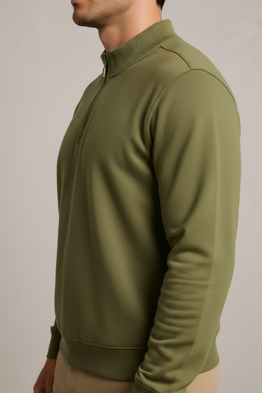 Octave Men Solid High Neck Sweatshirt