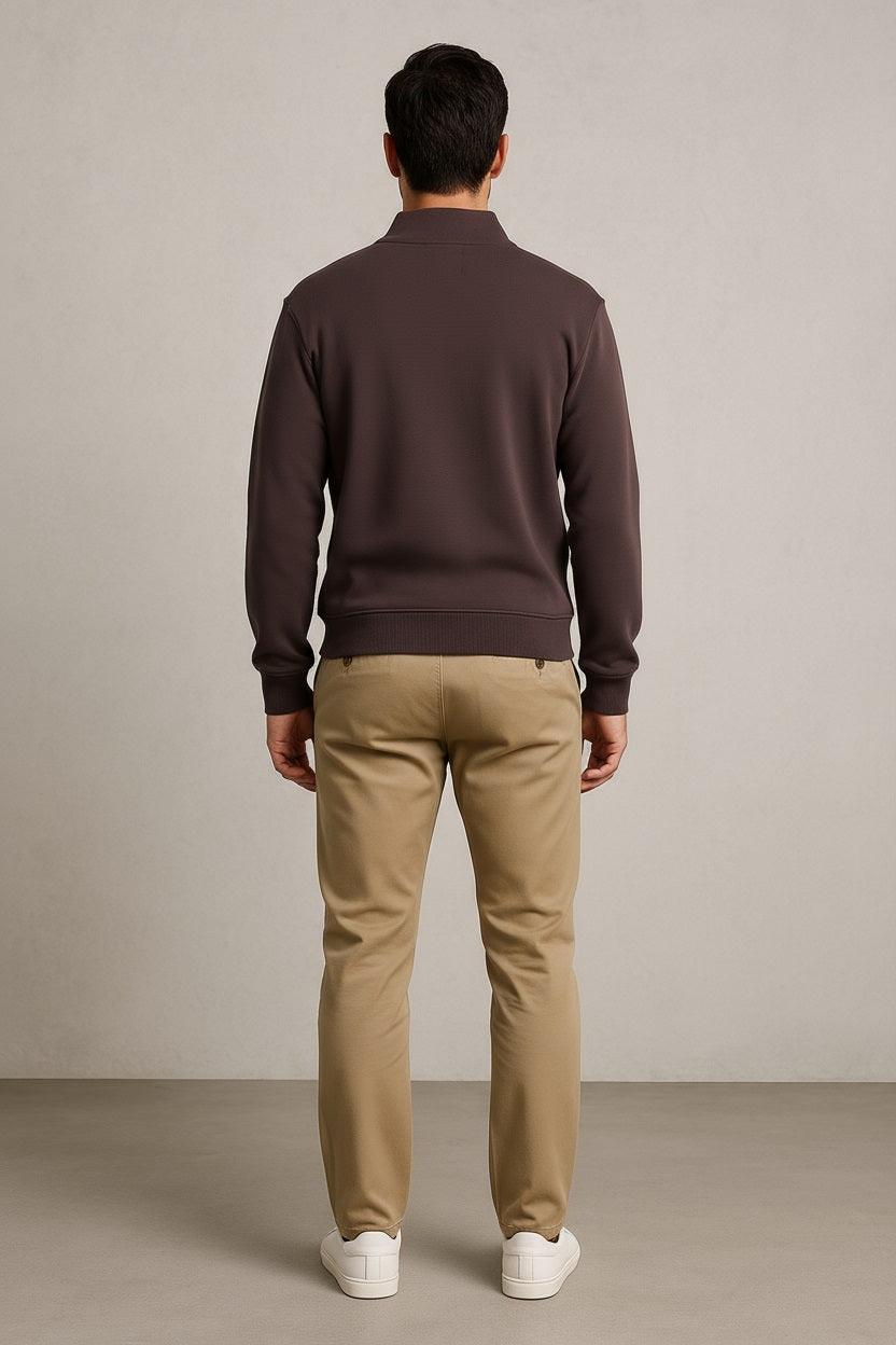 Octave Men Solid High Neck Sweatshirt