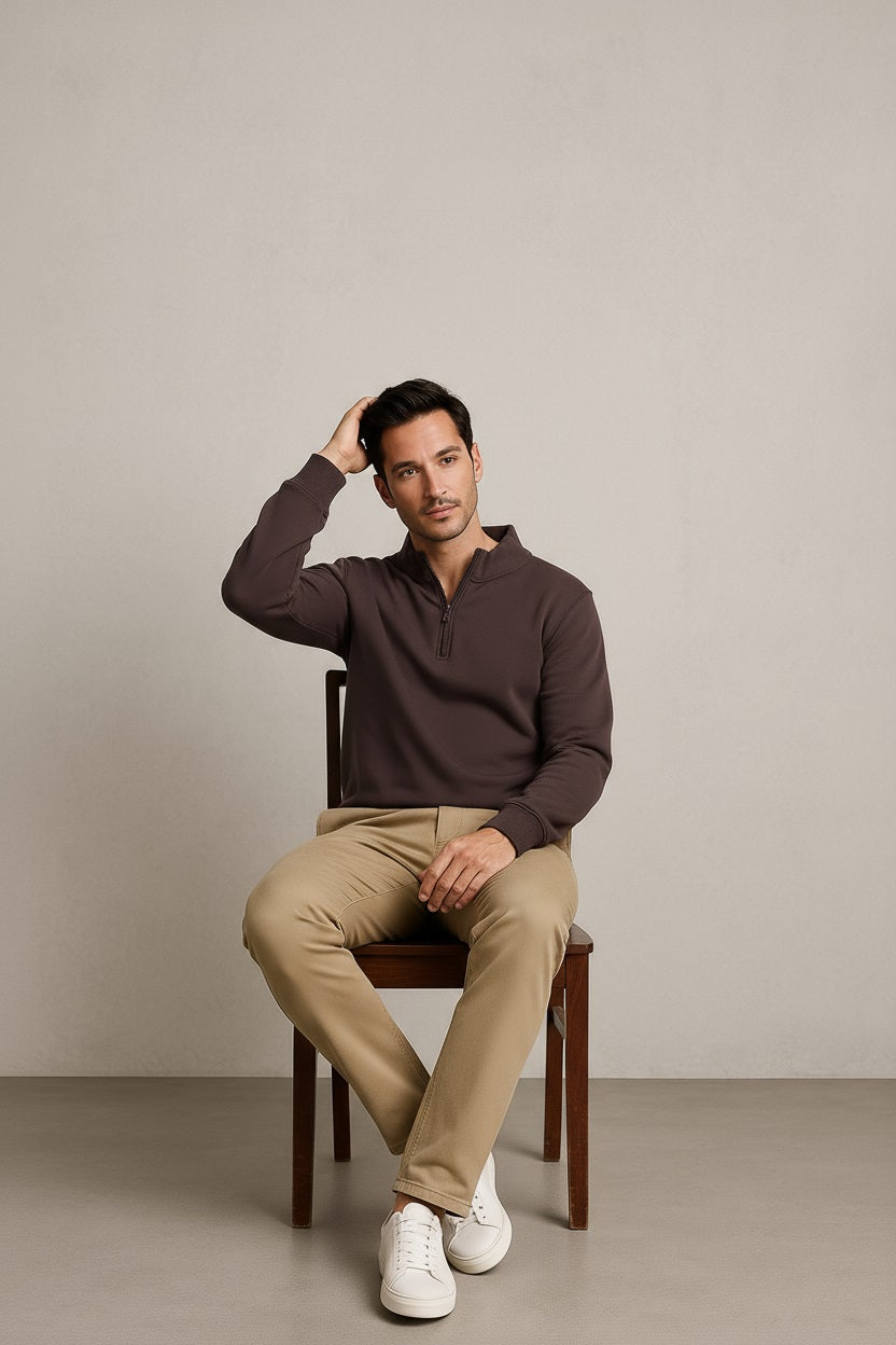 Octave Men Solid High Neck Sweatshirt