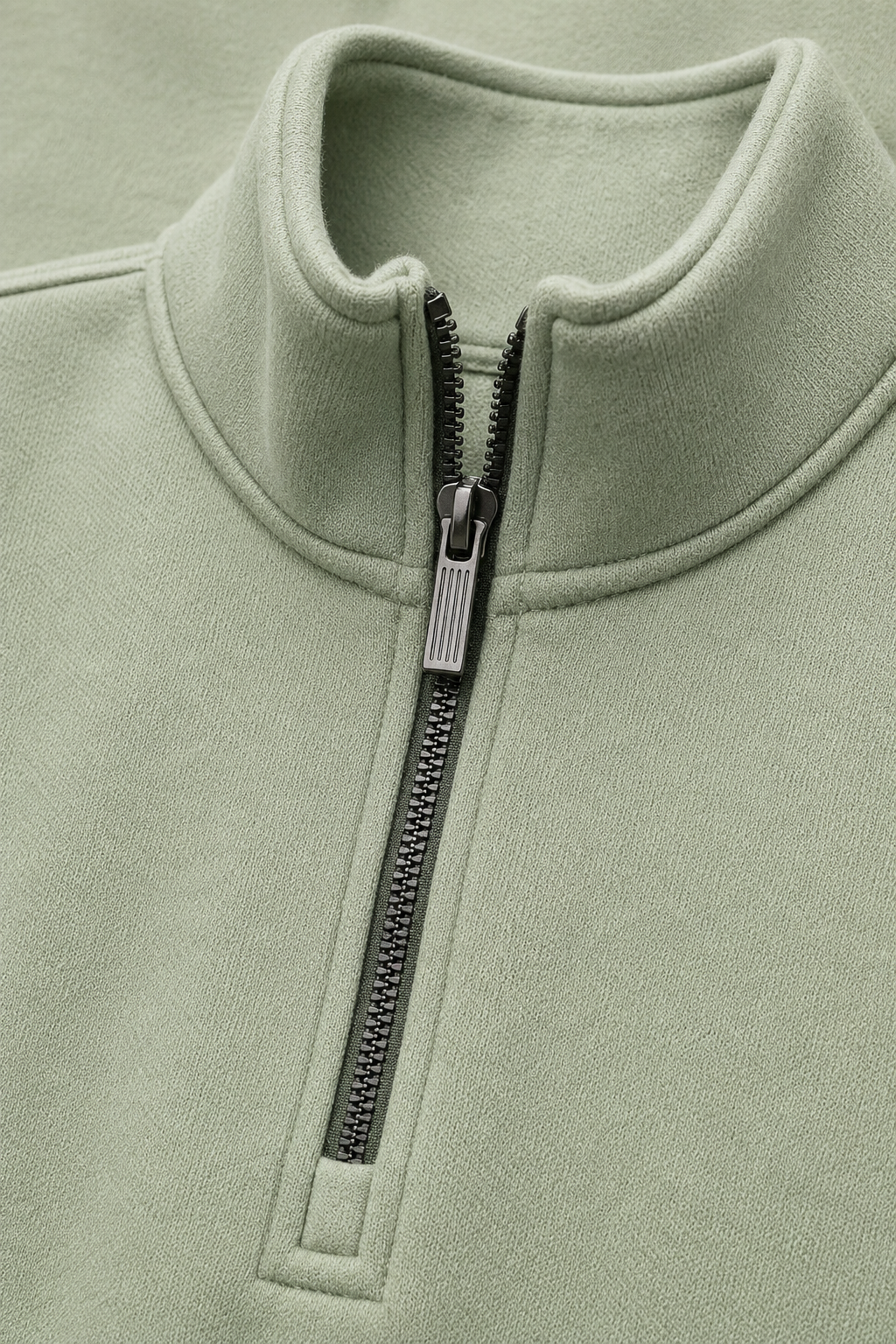 Men’s Desert Sage German Velvet Half-Zip Sweatshirt – Regular Fit Full Sleeve Winter Pullover