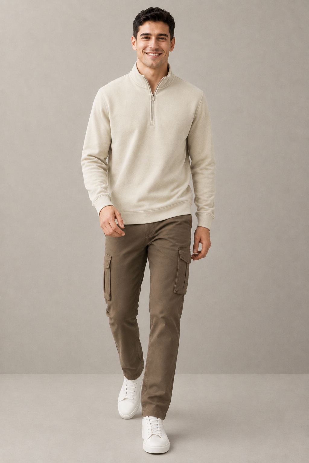 Men’s Onyx German Velvet Half-Zip Sweatshirt – Regular Fit Full Sleeve Winter Pullover