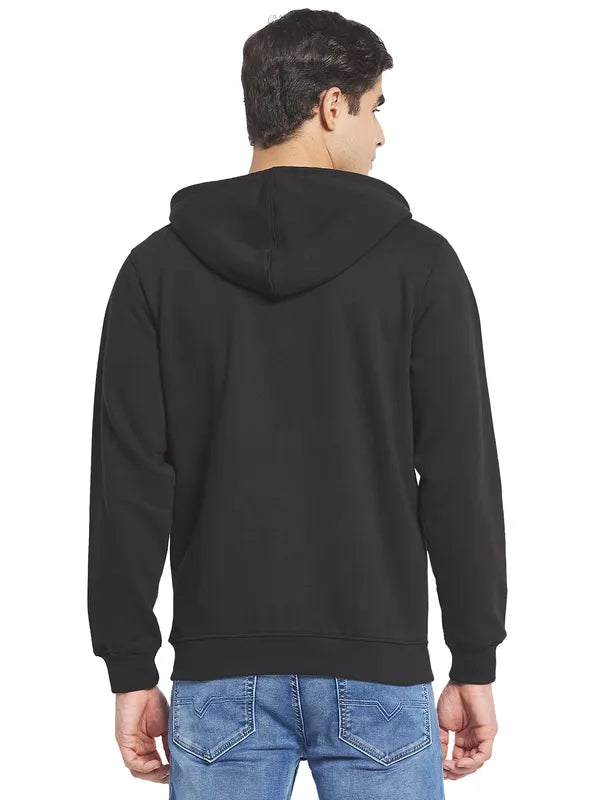 Octave Men Black Striped Hooded Sweatshirt