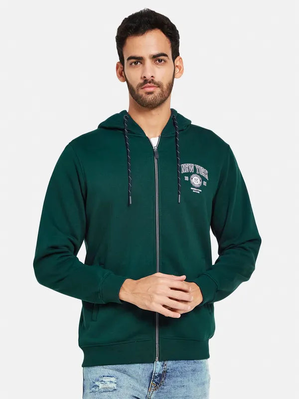 Octave Men Green Hooded Sweatshirt