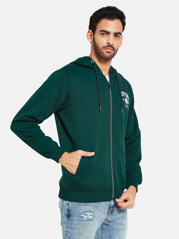 Octave Men Green Hooded Sweatshirt