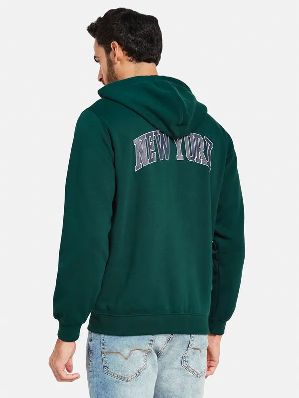 Octave Men Green Hooded Sweatshirt