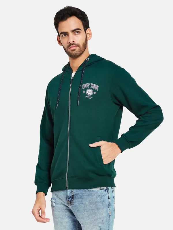 Octave Men Green Hooded Sweatshirt