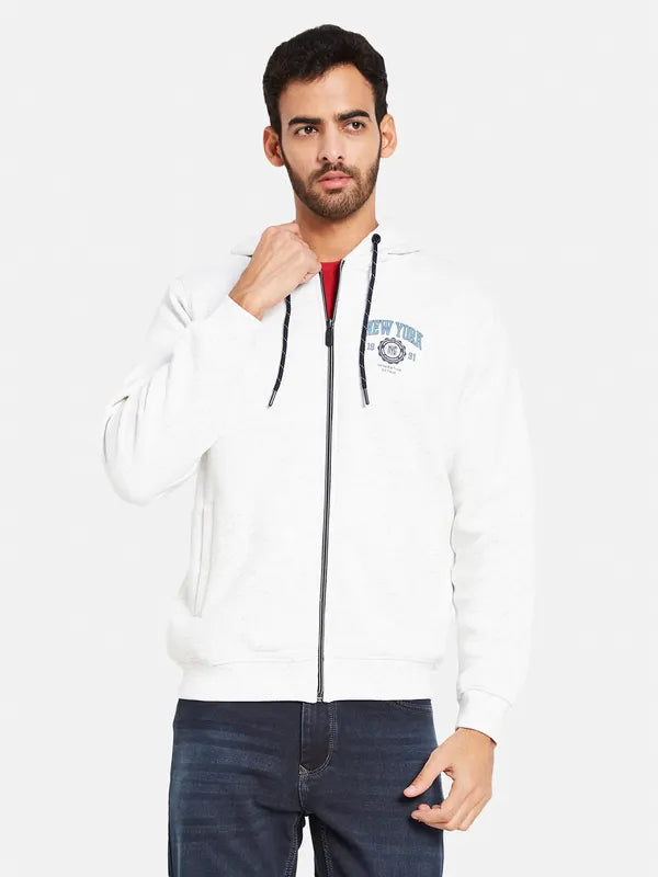 Octave Men White Hooded Sweatshirt