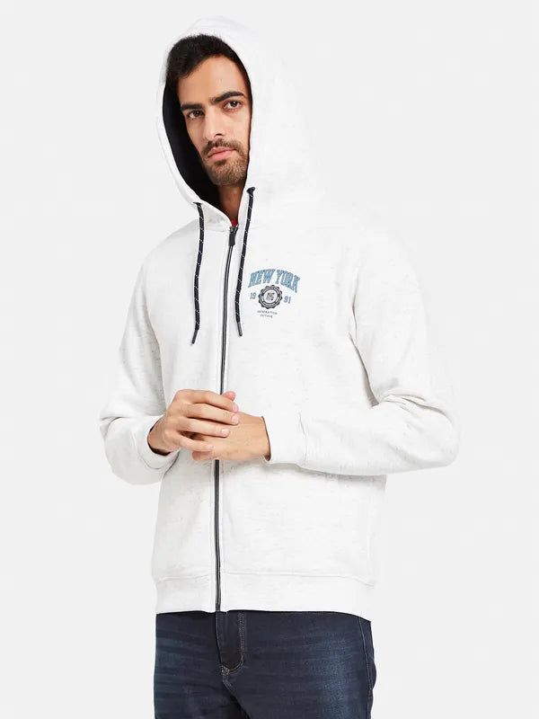 Octave Men White Hooded Sweatshirt