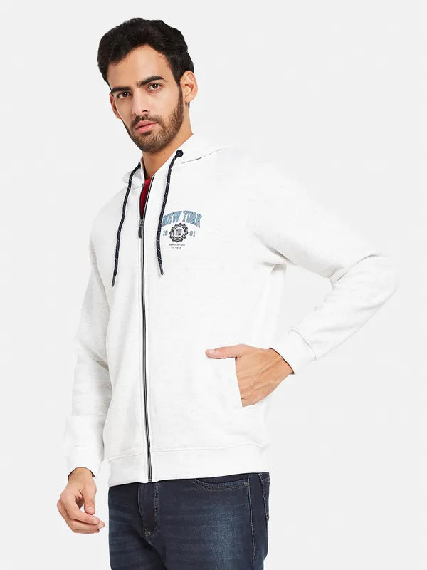 Octave Men White Hooded Sweatshirt