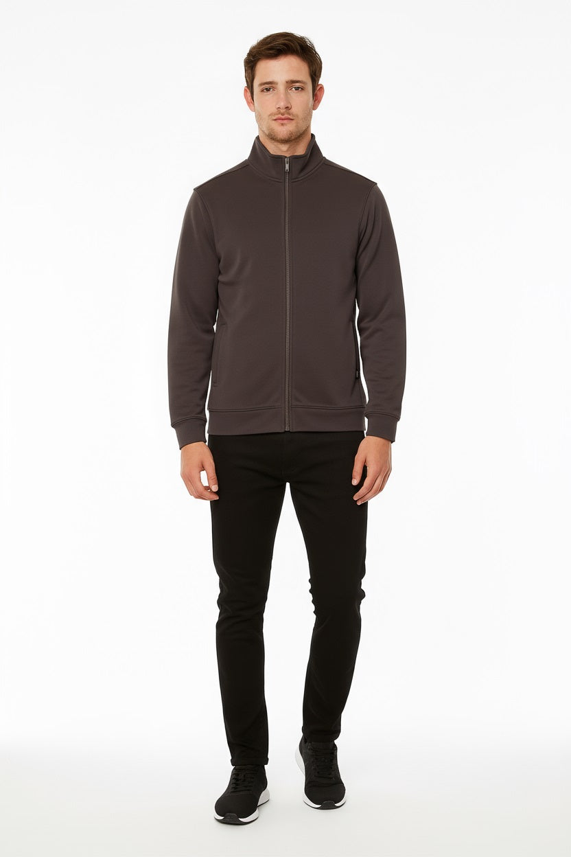 Octave Men Espresso Solid High Neck Sweatshirt