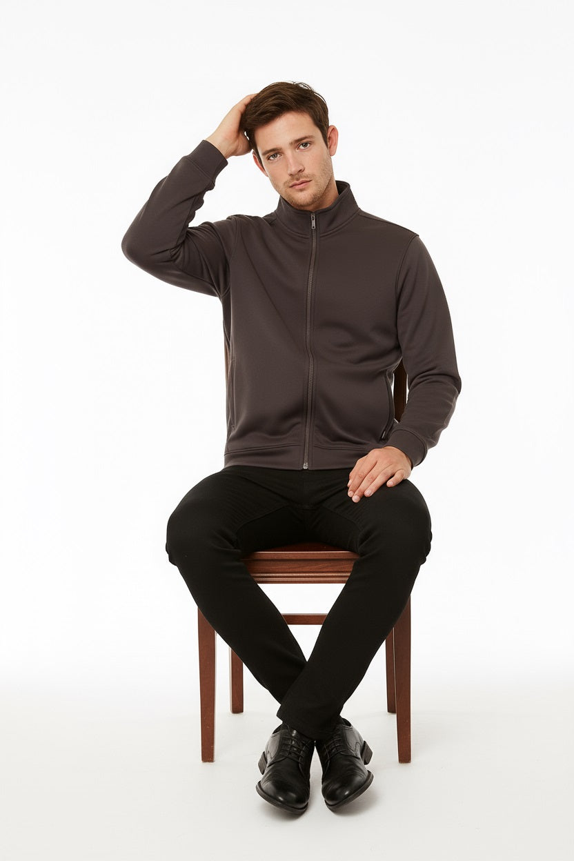 Octave Men Espresso Solid High Neck Sweatshirt