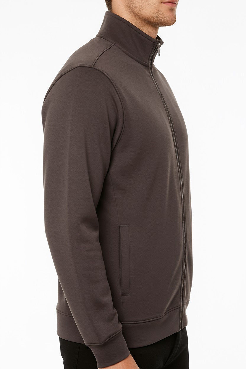 Octave Men Espresso Solid High Neck Sweatshirt