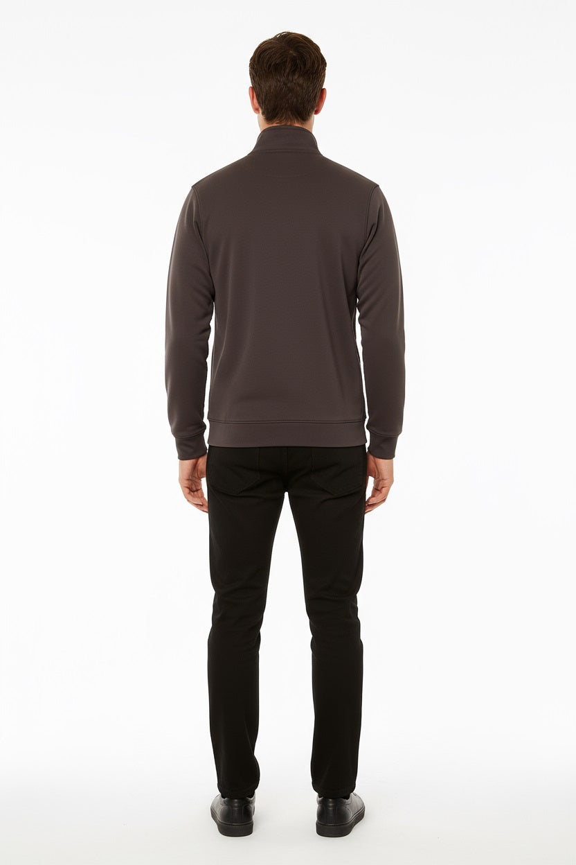 Octave Men Espresso Solid High Neck Sweatshirt