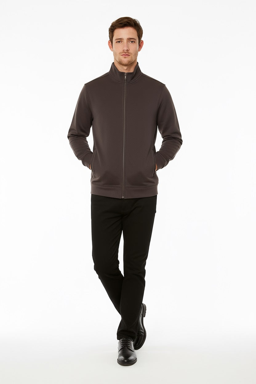 Octave Men Espresso Solid High Neck Sweatshirt