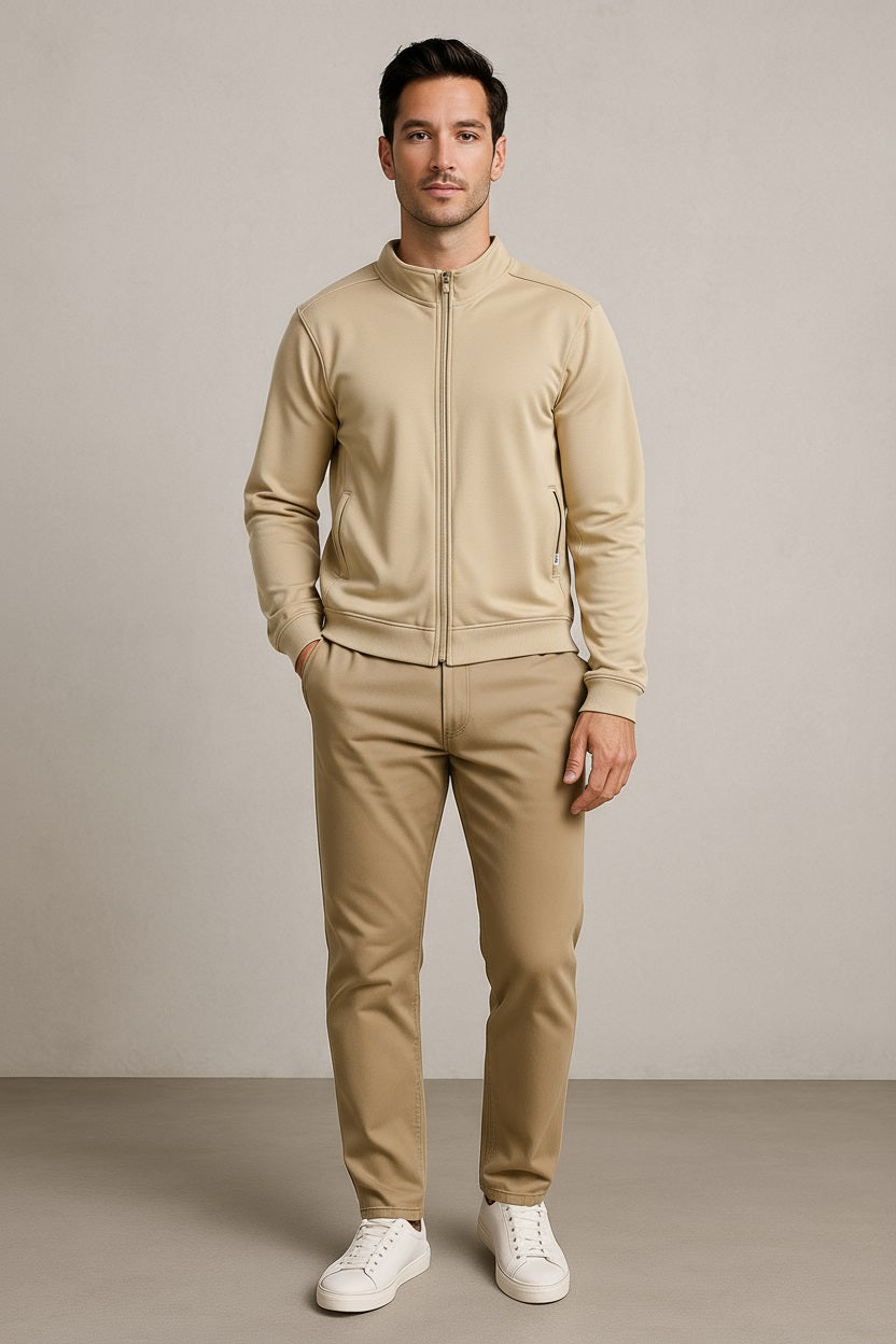 Octave Men Natural Solid High Neck Sweatshirt