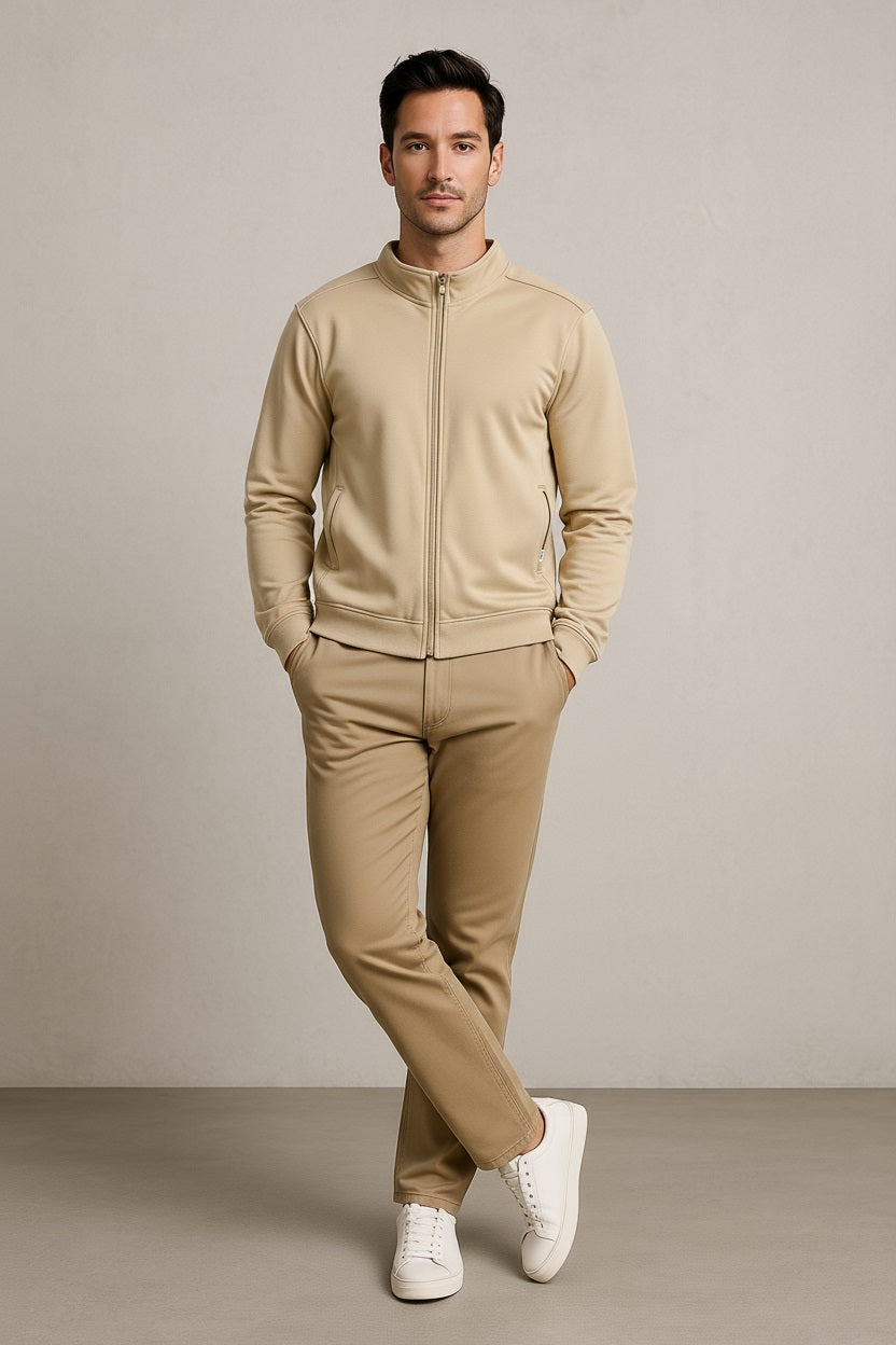 Octave Men Natural Solid High Neck Sweatshirt