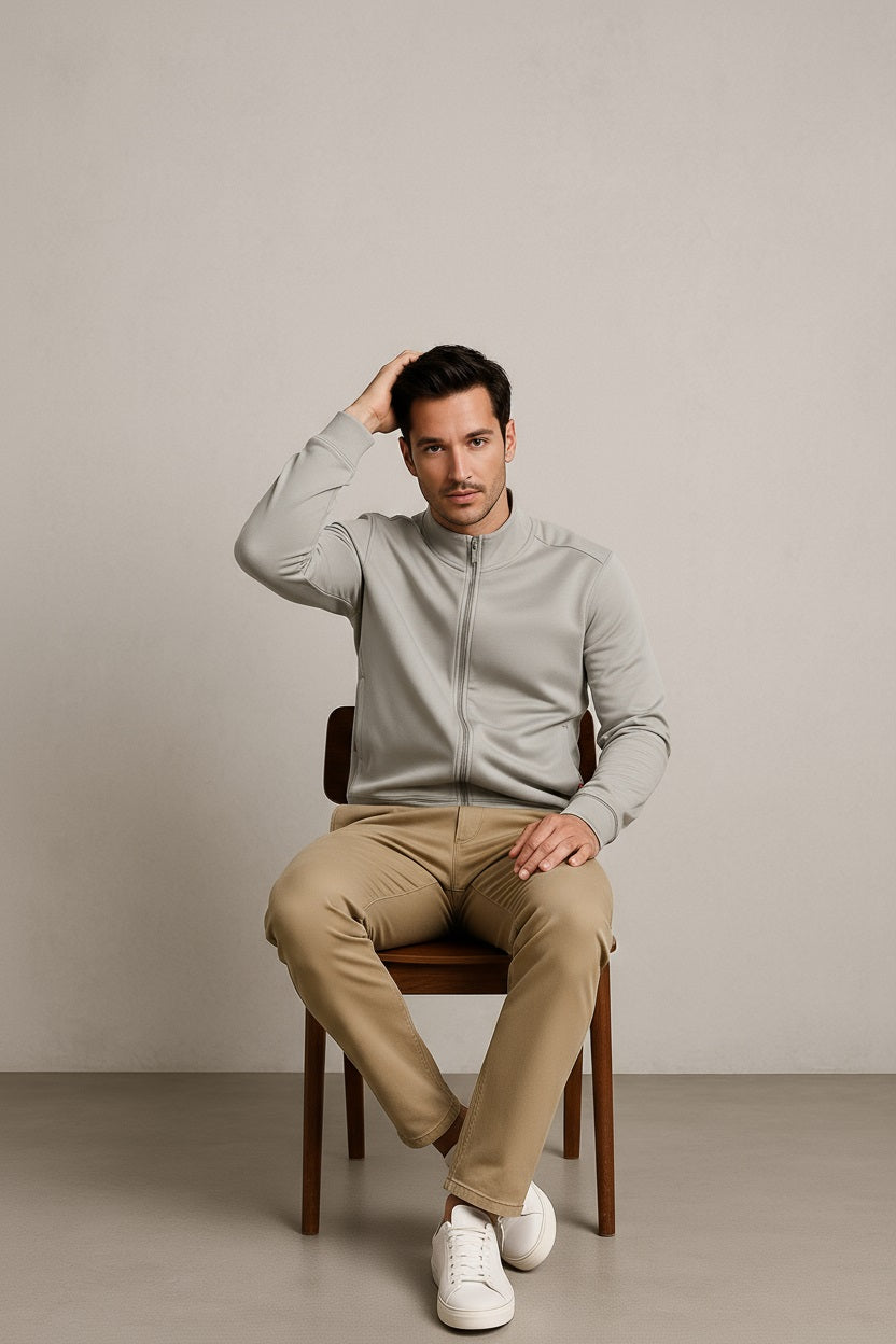 Octave Men Solid High Neck Sweatshirt