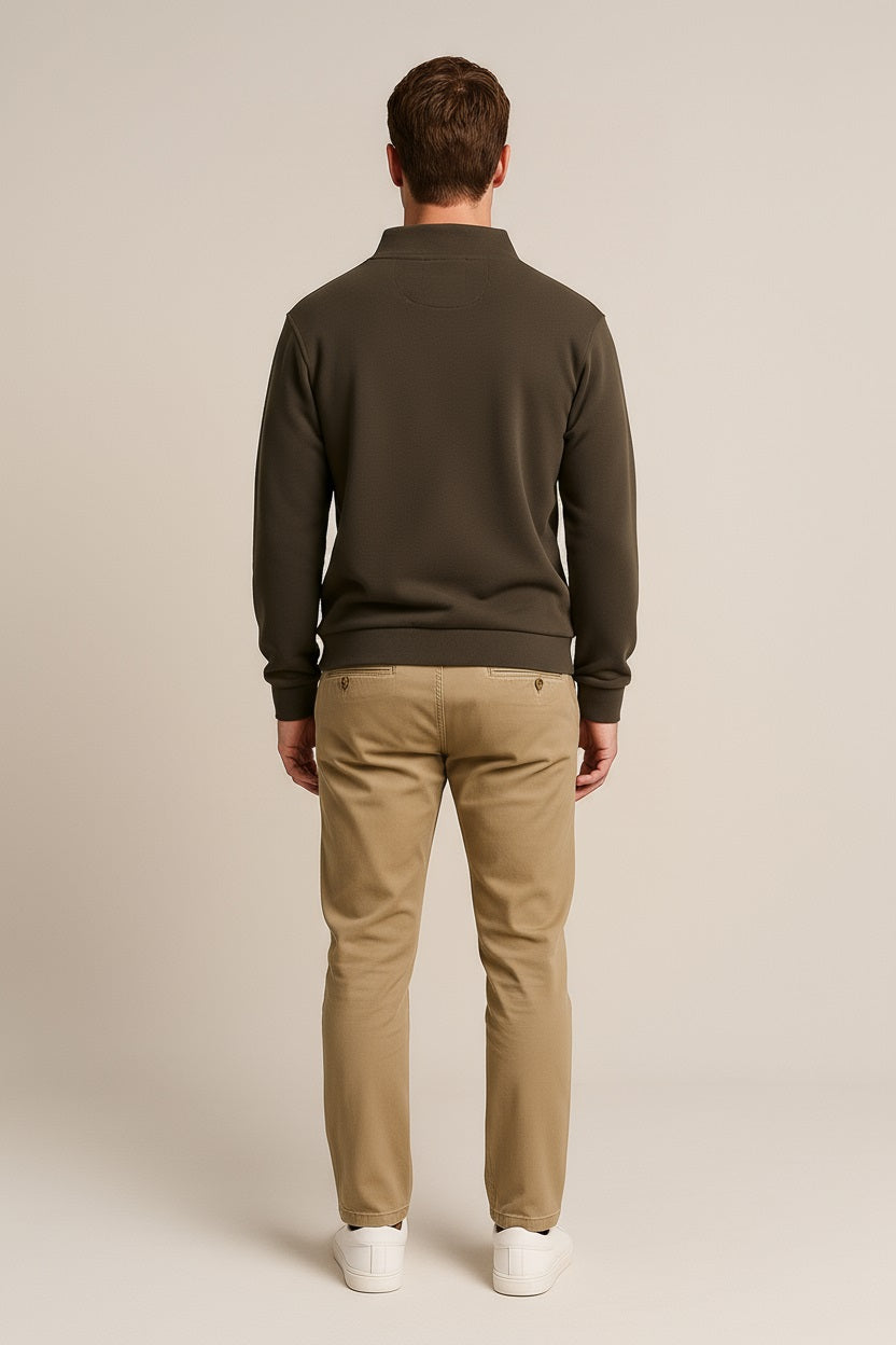 Octave Men Coffee Solid High Neck Sweatshirt