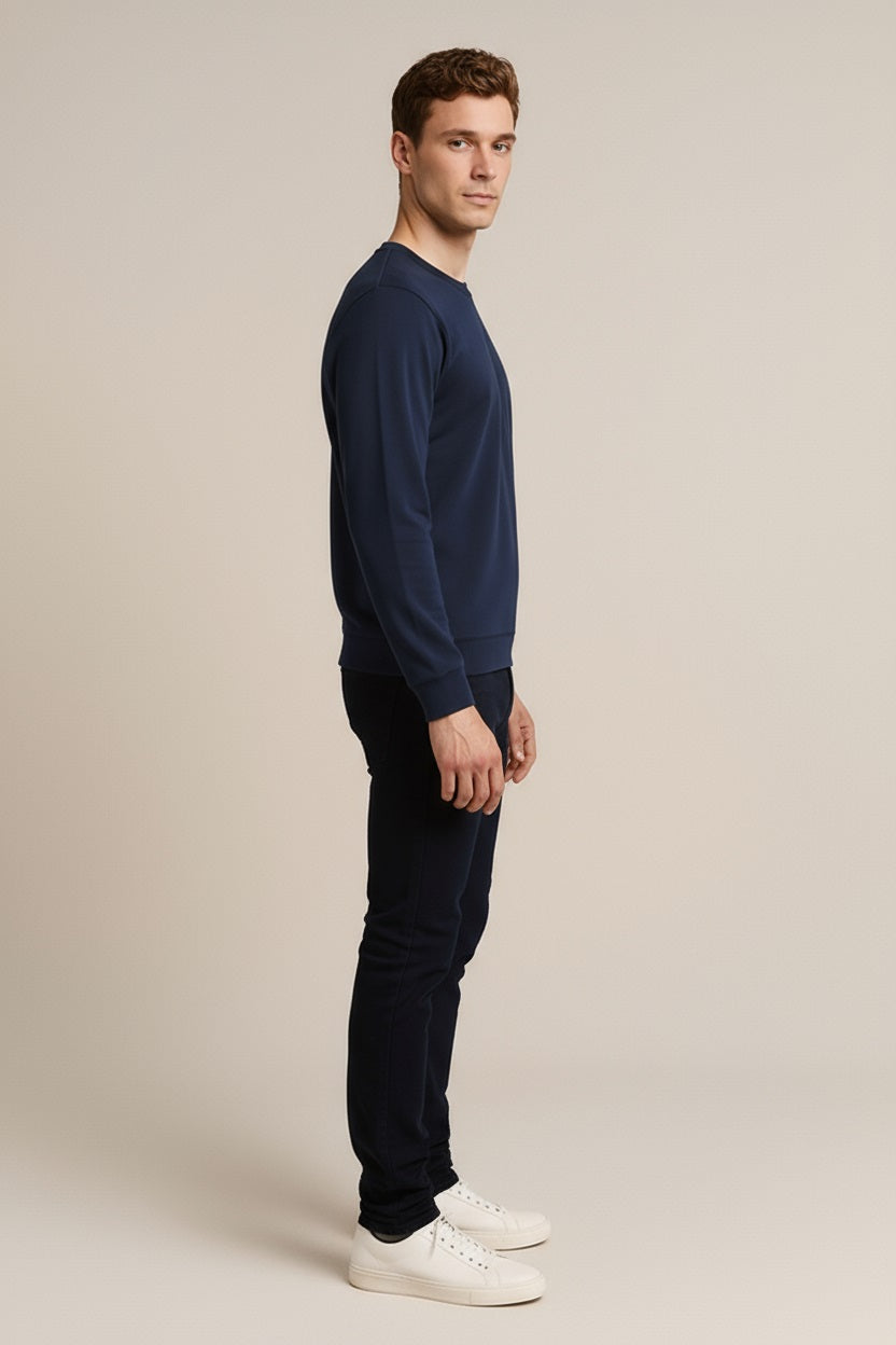 Octave Men Navy Solid High Neck Sweatshirt