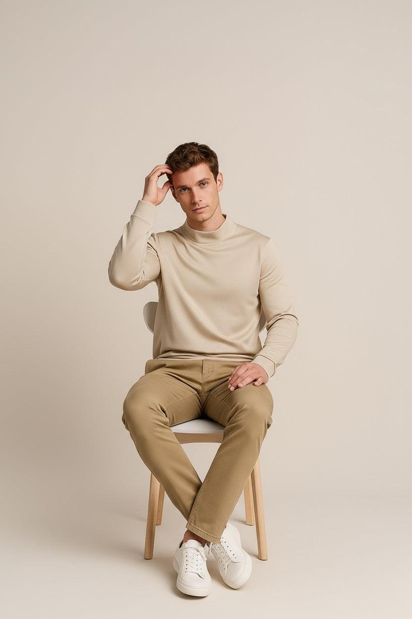 Octave Men Solid High Neck Sweatshirt
