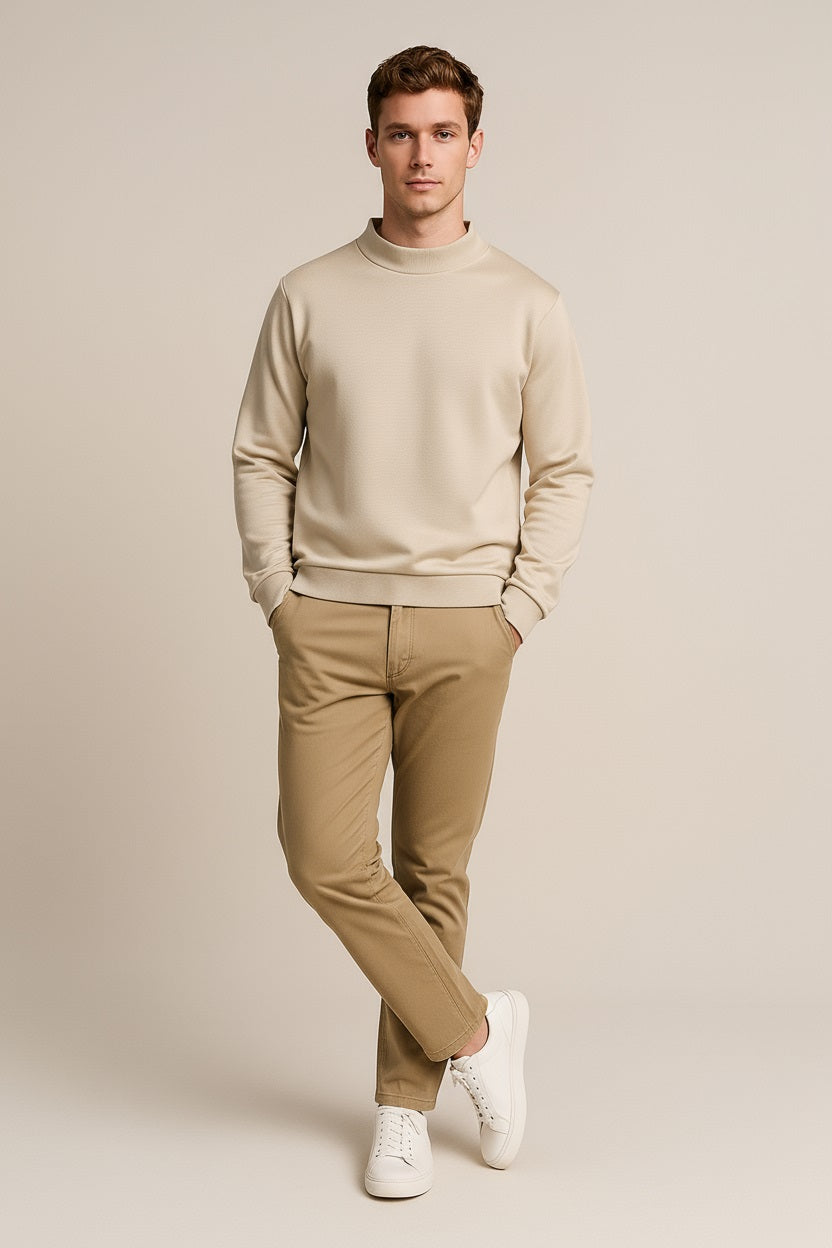 Octave Men Solid High Neck Sweatshirt