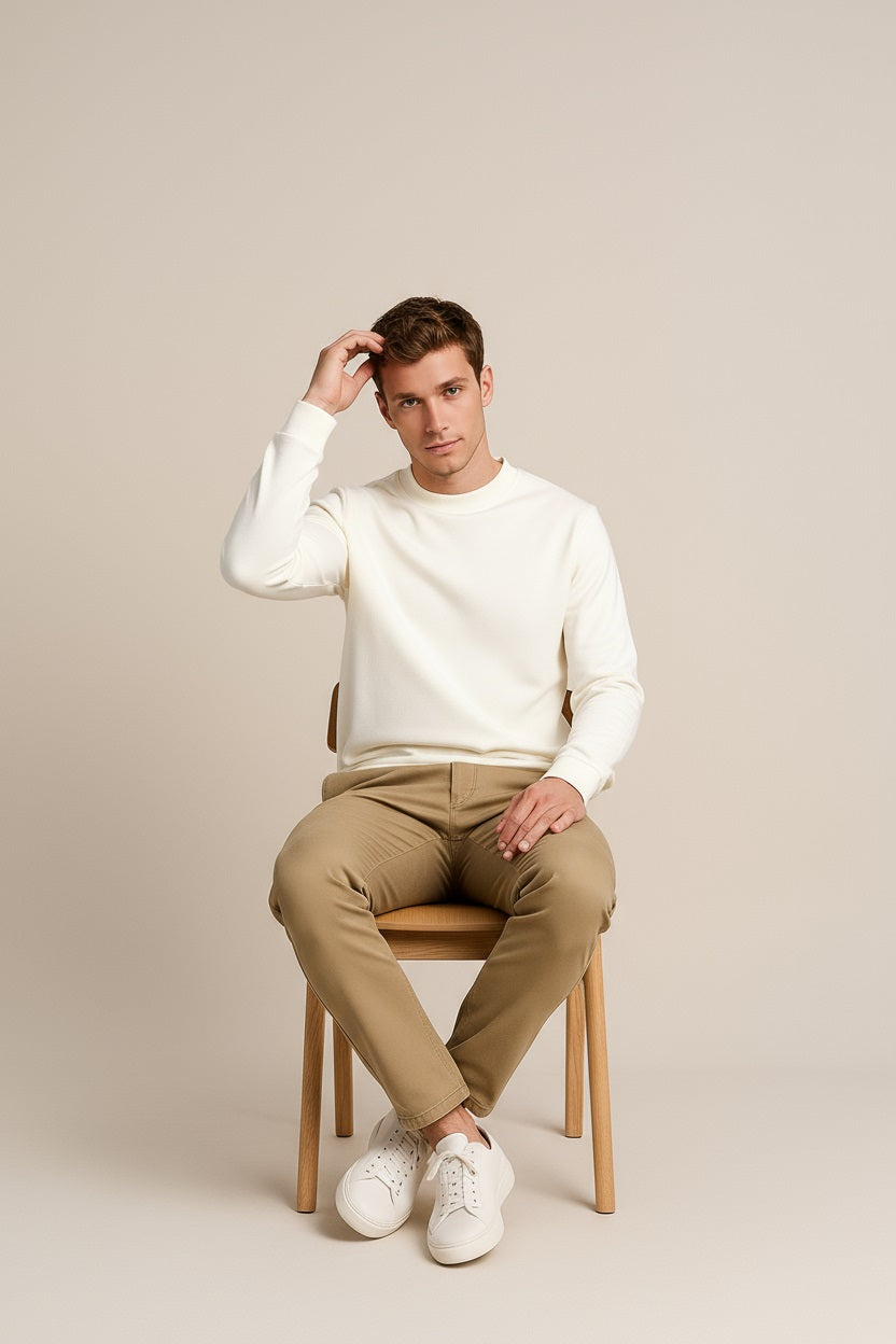 Octave Men Solid High Neck Sweatshirt