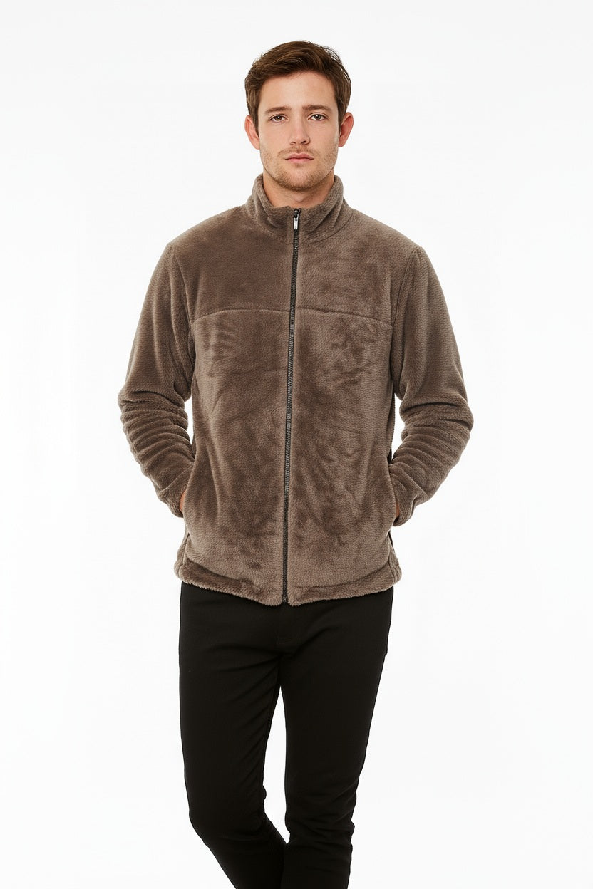 Octave Men Coffee Solid Mandarin Collar Sweatshirt