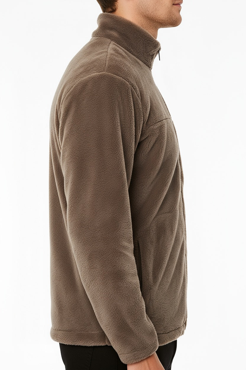 Octave Men Coffee Solid Mandarin Collar Sweatshirt