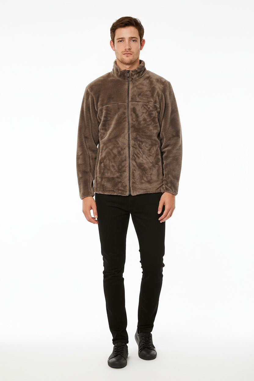 Octave Men Coffee Solid Mandarin Collar Sweatshirt