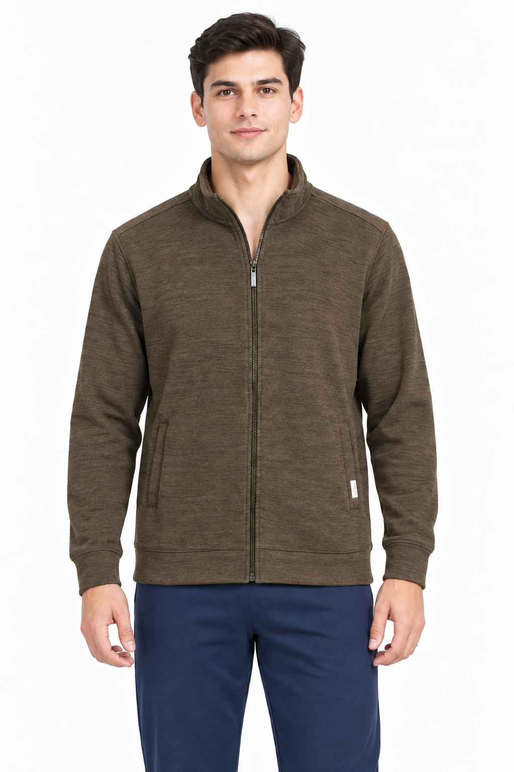 Men’s Coco Melange Cotton Blend Full-Zip Sweatshirt – Regular Fit