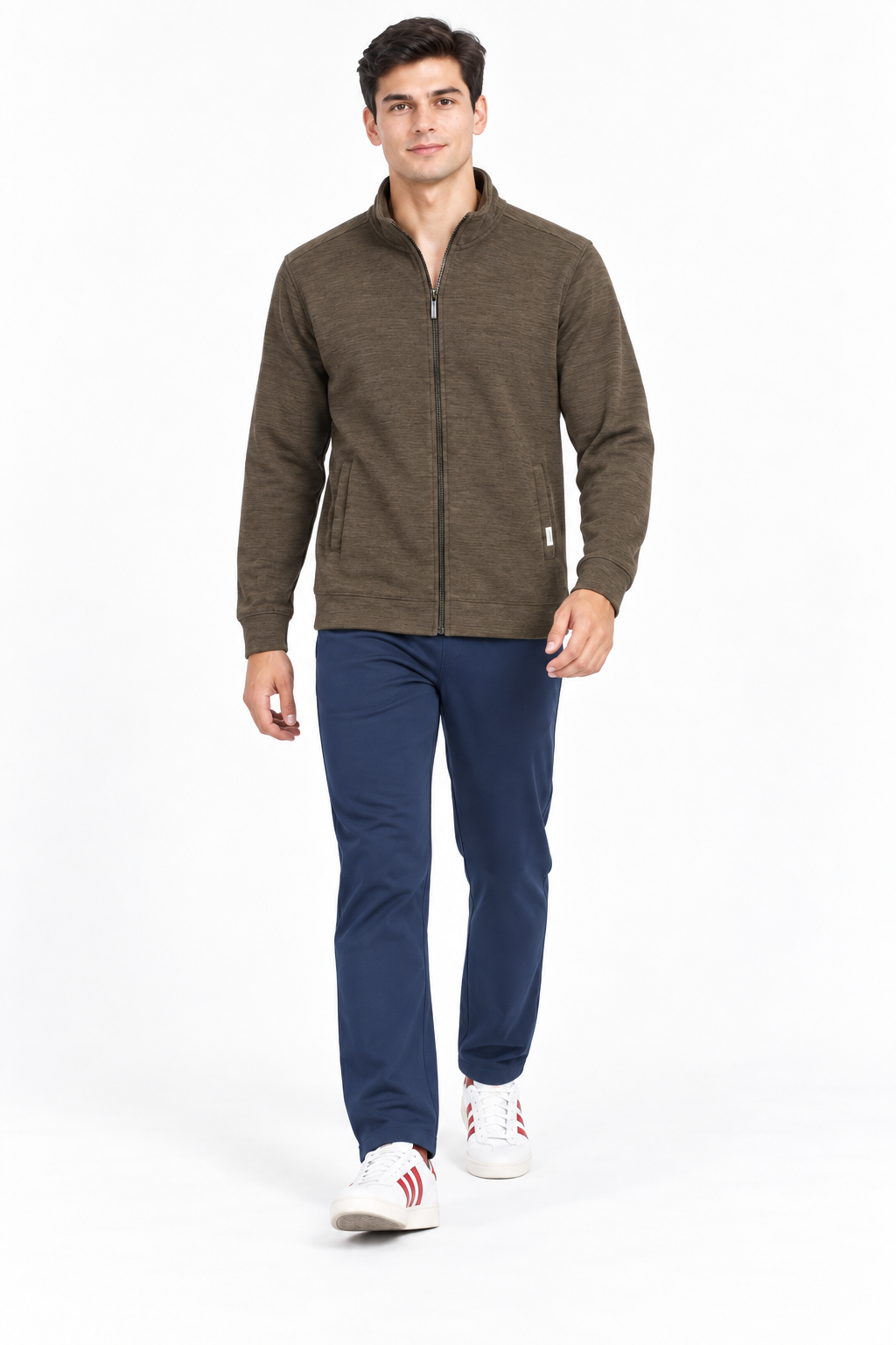 Men’s Coco Melange Cotton Blend Full-Zip Sweatshirt – Regular Fit
