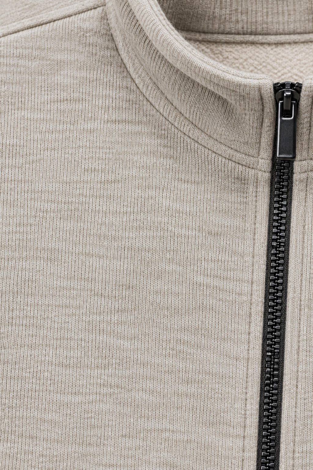 Men’s Natural Melange Cotton Blend Full-Zip Sweatshirt – Regular Fit