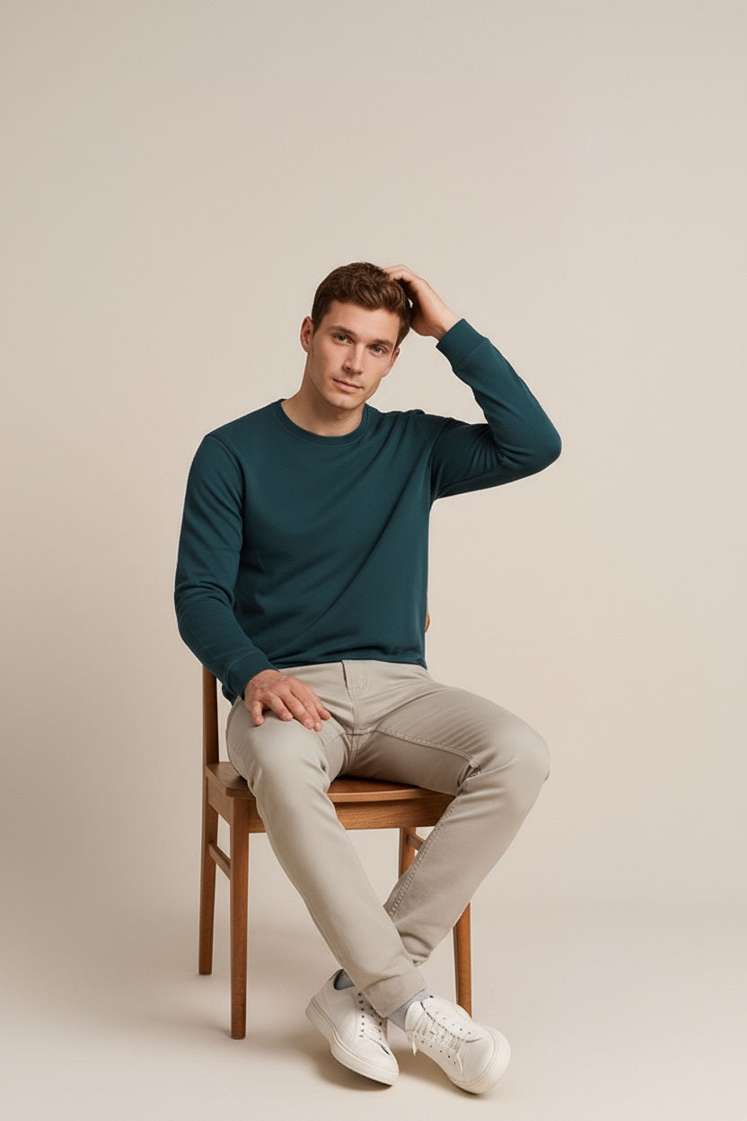 Octave Men Pacific Solid Round Neck Sweatshirt
