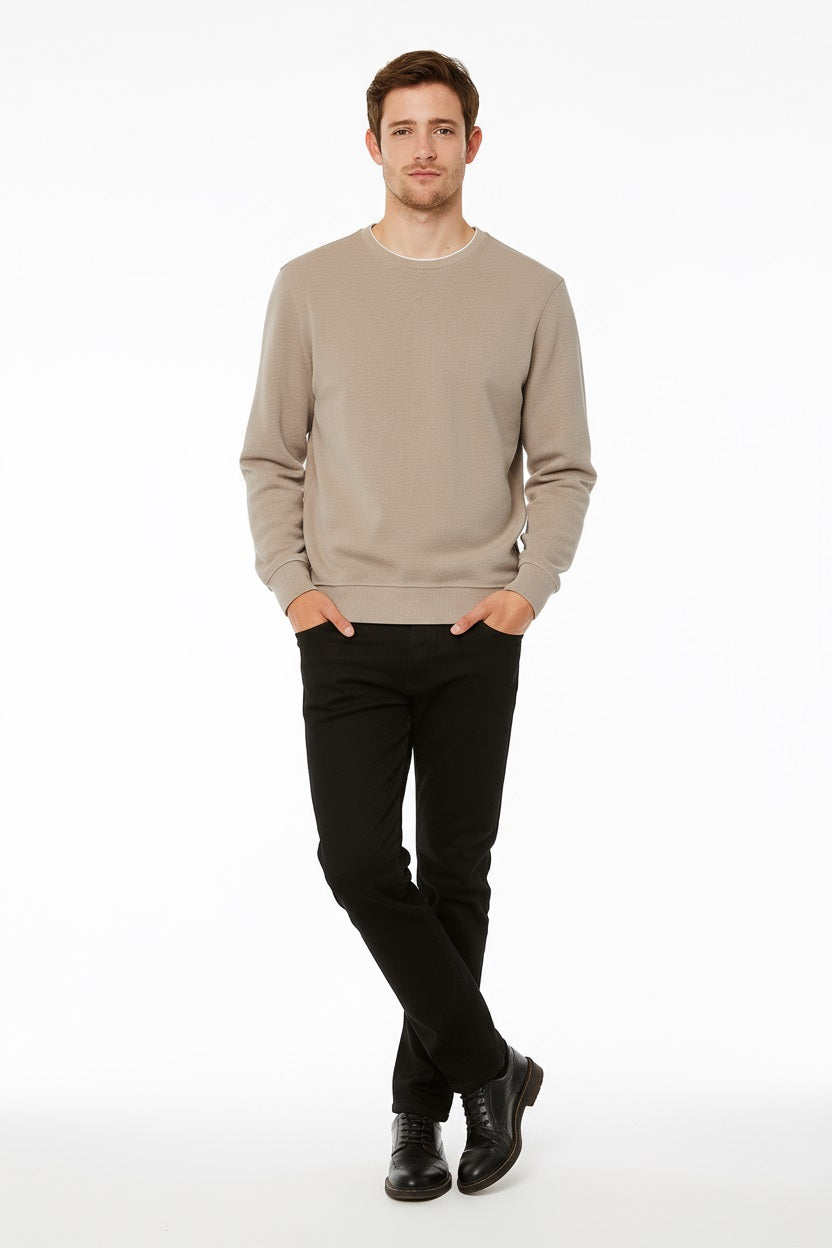 Octave Men Stone Solid Round Neck Sweatshirt