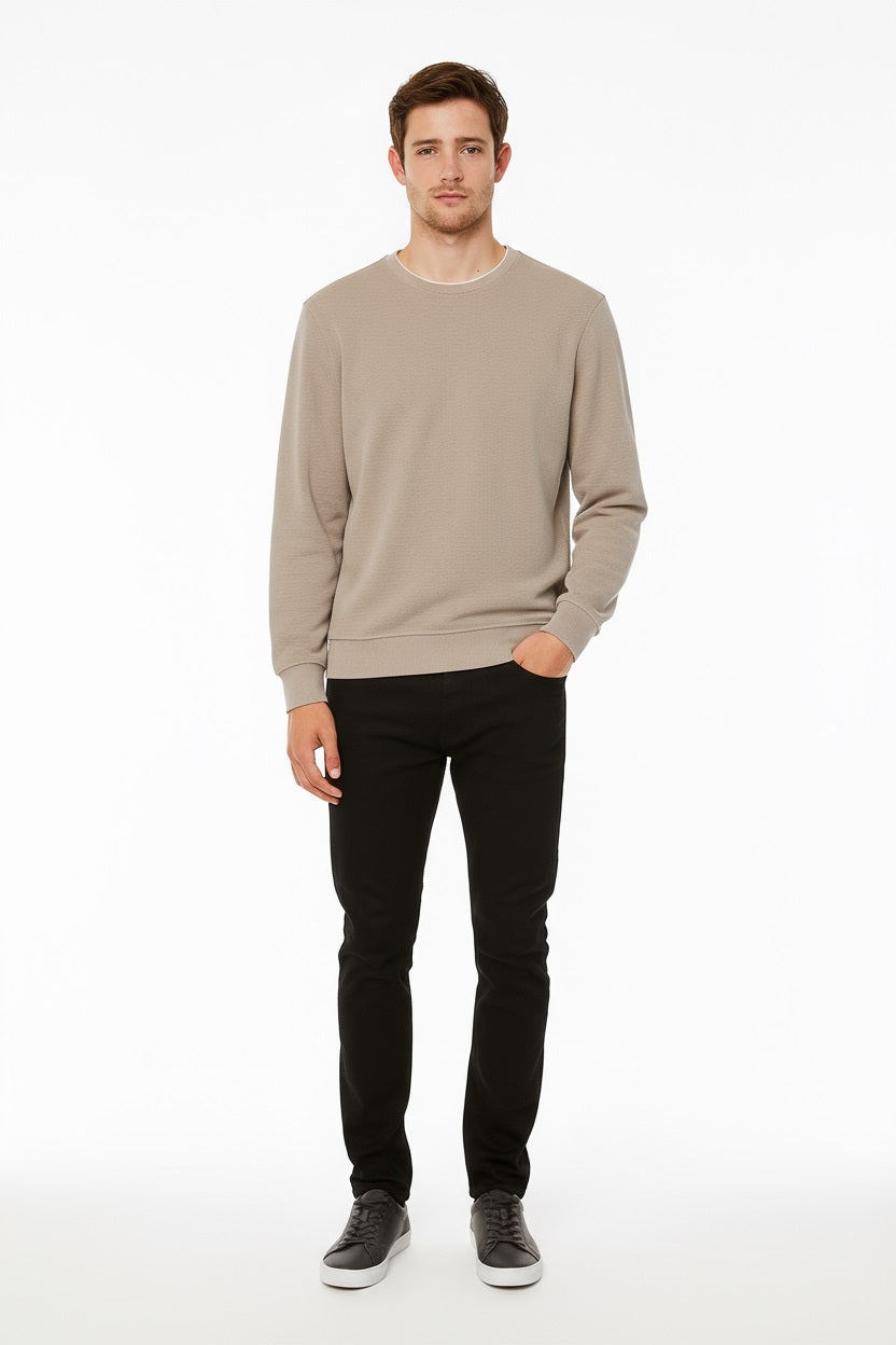 Octave Men Stone Solid Round Neck Sweatshirt
