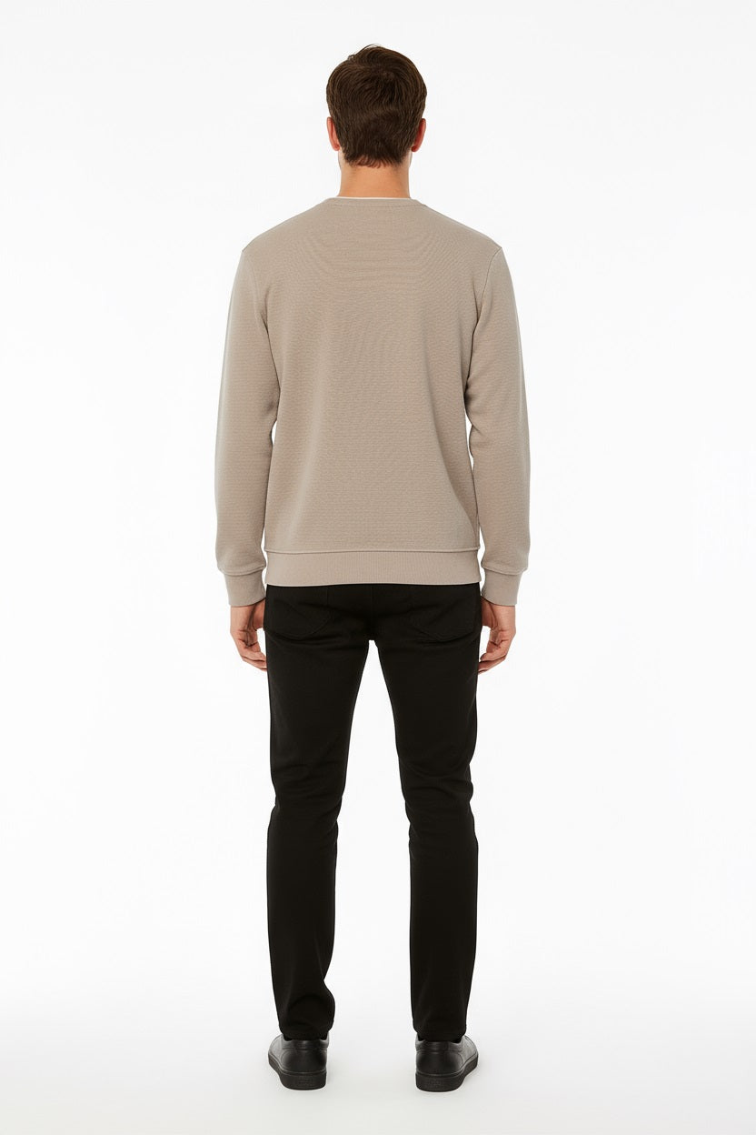 Octave Men Stone Solid Round Neck Sweatshirt