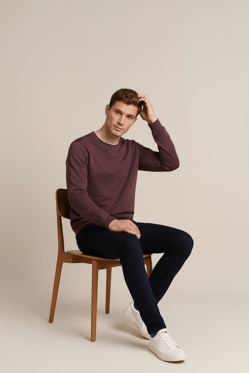 Octave Men Solid Round Neck Sweatshirt