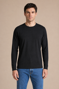 Men’s Black Brushed Seersucker Fleece Full Sleeve Winter Sweatshirt