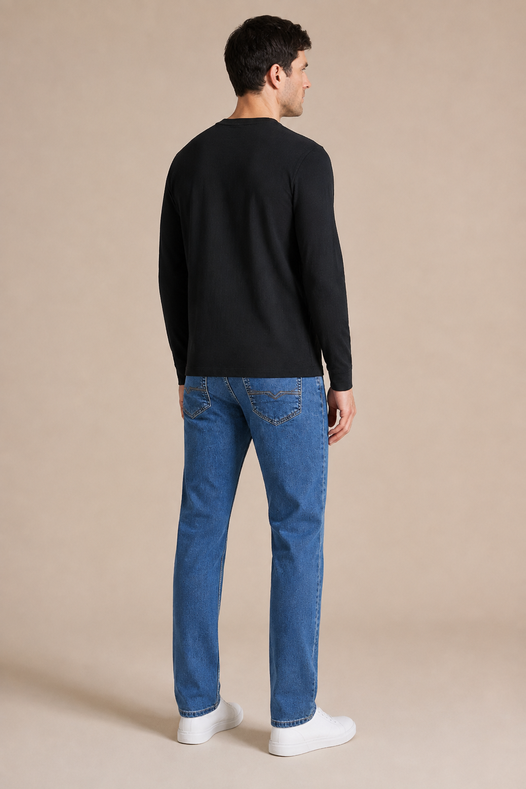Men’s Black Brushed Seersucker Fleece Full Sleeve Winter Sweatshirt