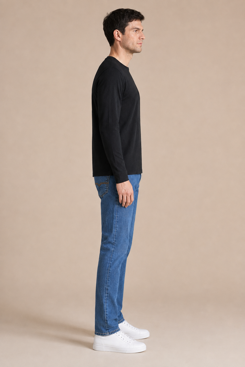 Men’s Black Brushed Seersucker Fleece Full Sleeve Winter Sweatshirt