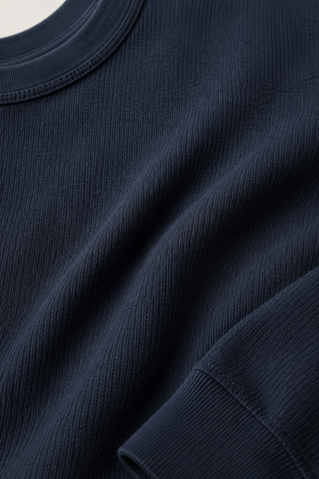 Men’s Dark Navy Brushed Seersucker Fleece Full Sleeve Winter Sweatshirt