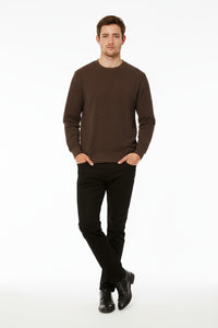 Octave Men Coffee Solid Round Neck Sweatshirt
