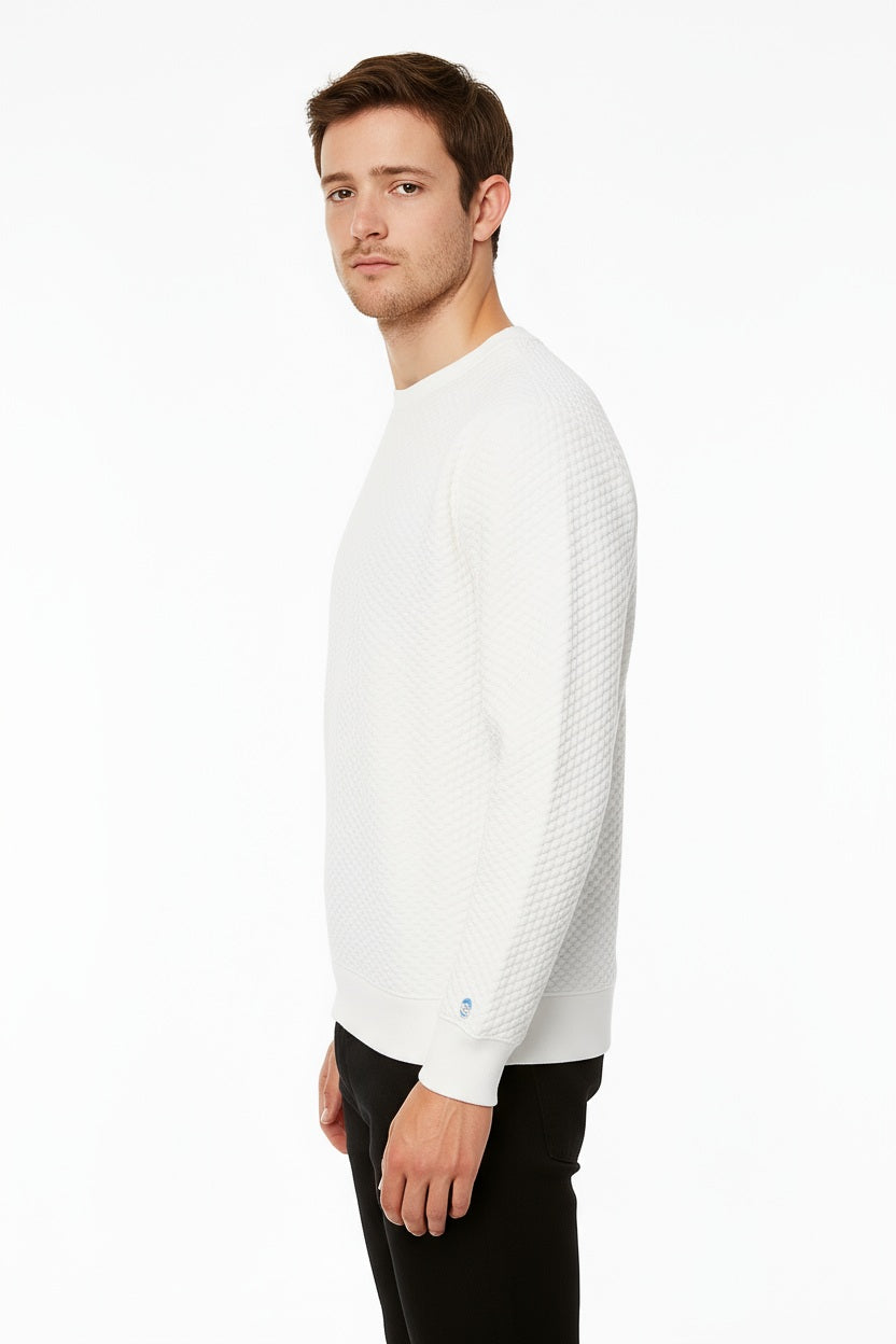 Octave Men Off White Solid Round Neck Sweatshirt