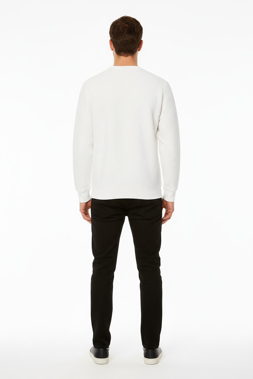 Octave Men Off White Solid Round Neck Sweatshirt