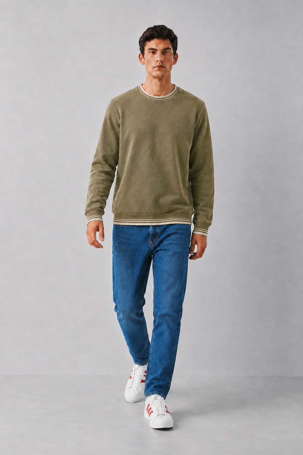 Men’s Tobacoo Flat Back Knit Bonded Winter Sweatshirt